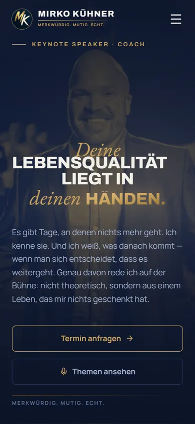 Webseite Mirko Kühner auf dem Handy